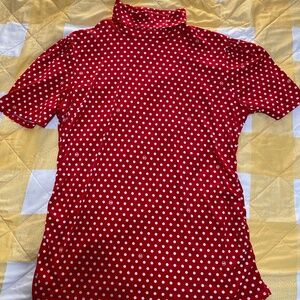 Michael Kors Red Polka Dot turtleneck Blouse